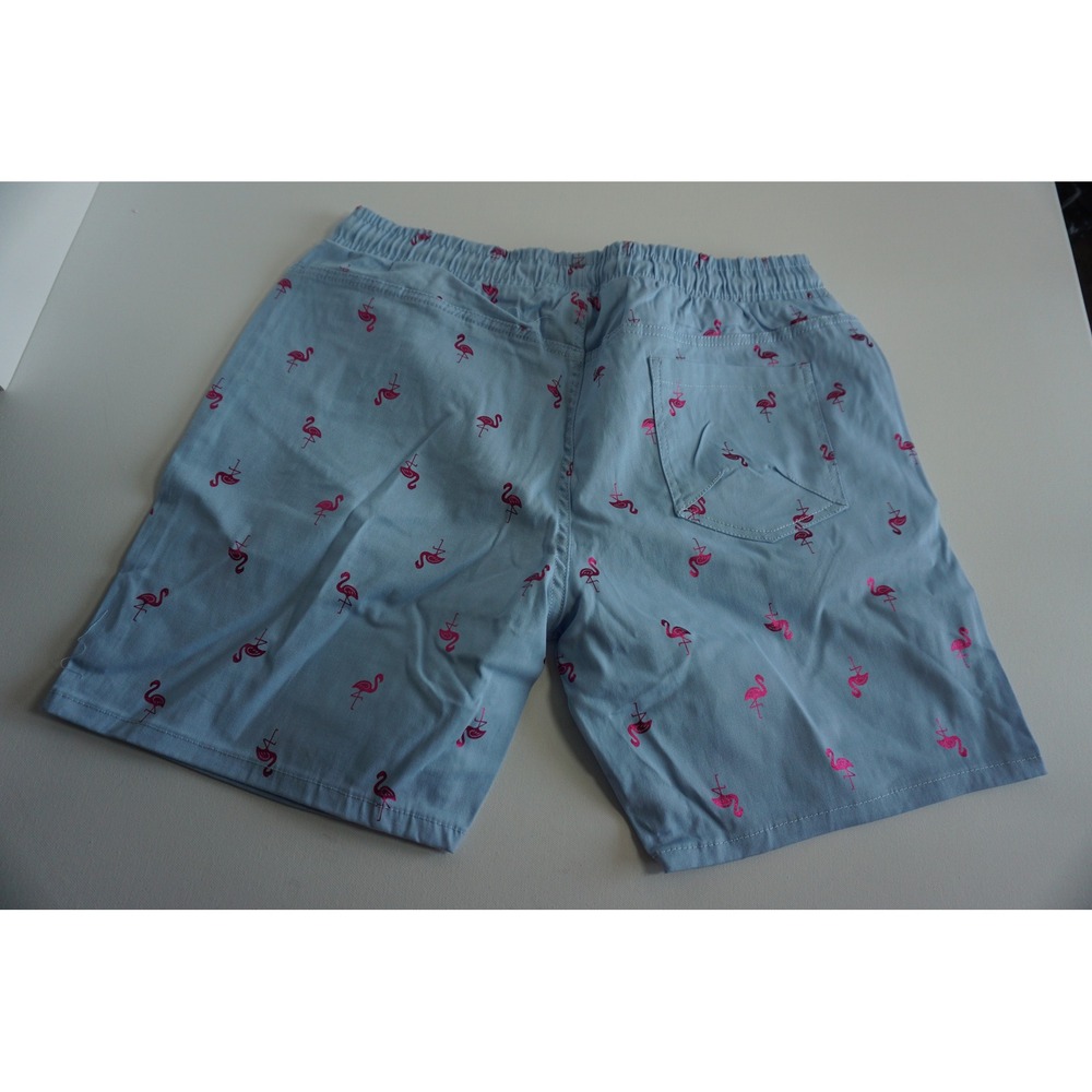 Drill Clothing Company Mens XL Blue Flamingo Embroidered Drawstring Shorts